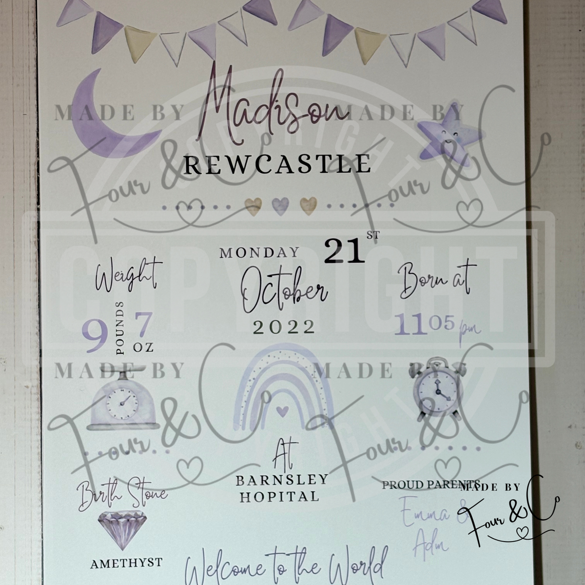 Personalised Baby Birth Print