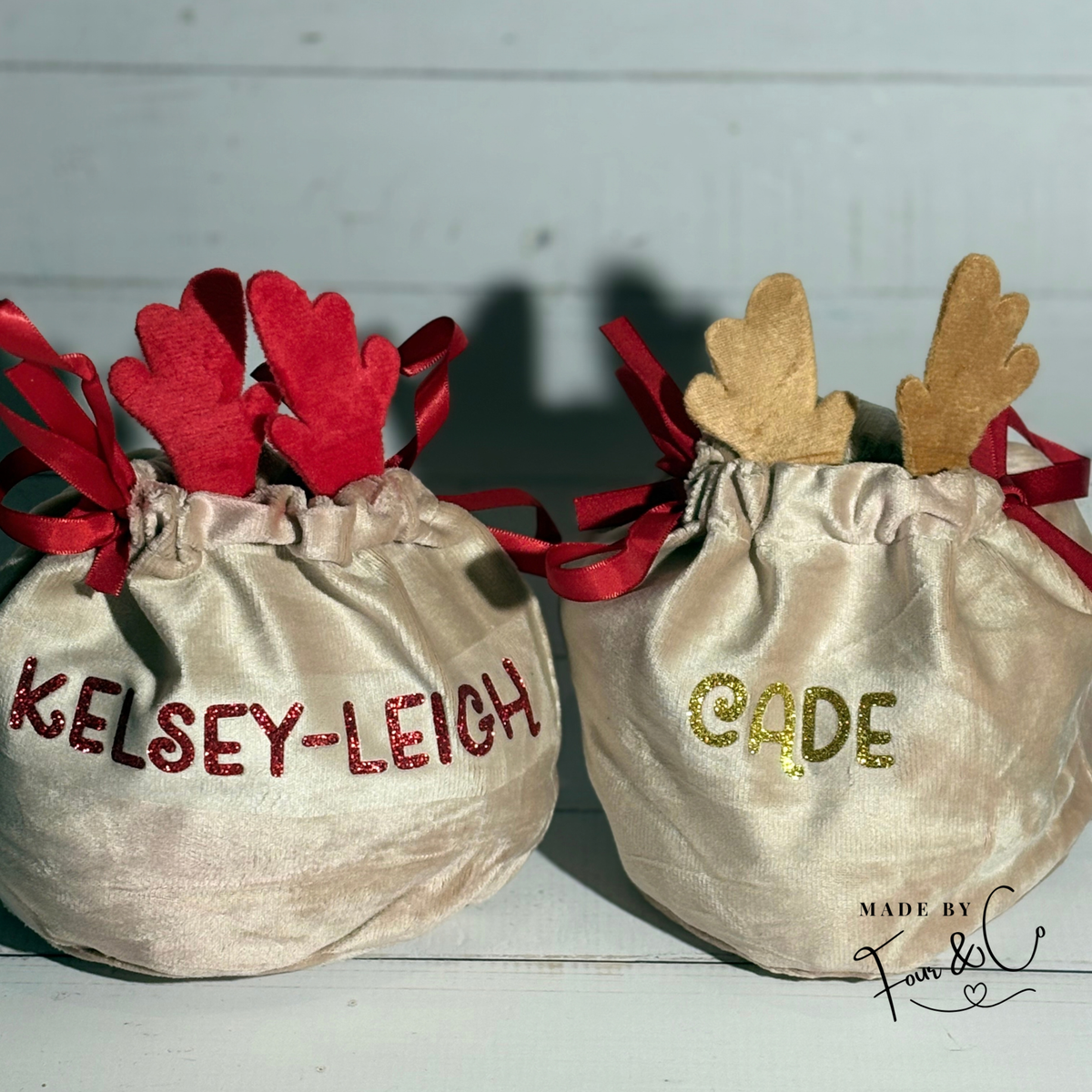 Personalised Reindeer Christmas Treat Bag