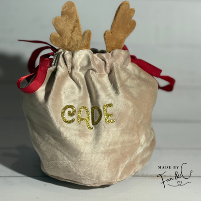 Personalised Reindeer Christmas Treat Bag