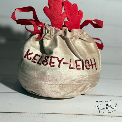 Personalised Reindeer Christmas Treat Bag