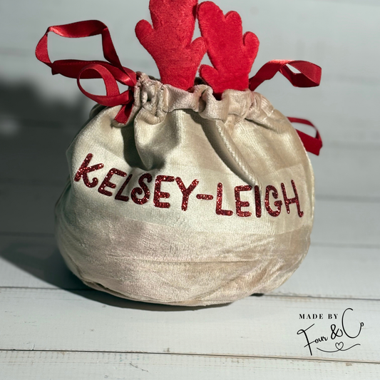 Personalised Reindeer Christmas Treat Bag