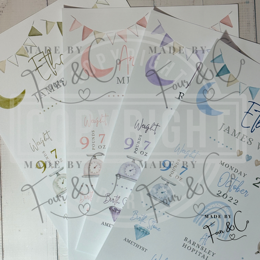 Personalised Baby Birth Print
