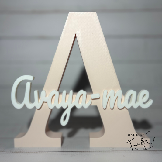 Personalised 3D Printed Letter Name Sign | Custom Freestanding Initial