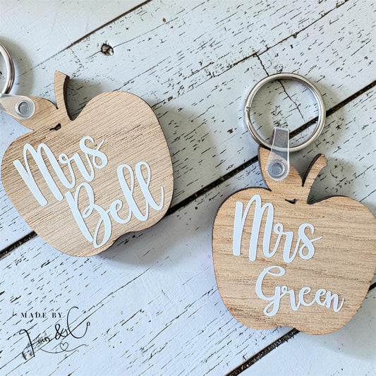 Personalised Teacher Apple Keyring