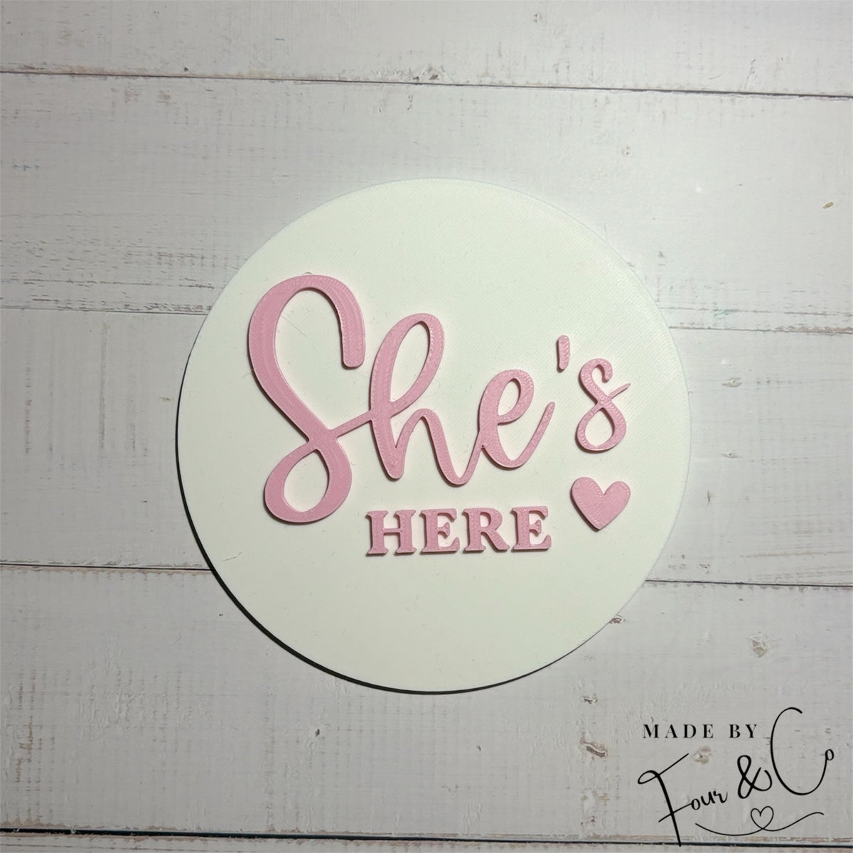 Baby Announcement Disc | He's Here / She's Here Birth Plaque